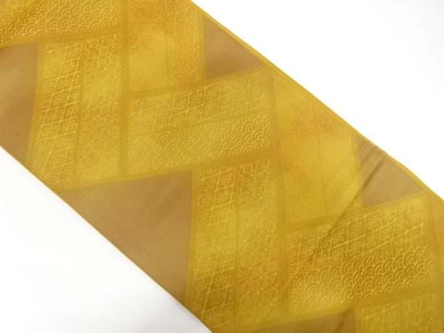 JAPANESE KIMONO / ANTIQUE FUKURO OBI / SILK / WOVEN ABSTRACT HIGAKI PATTERN